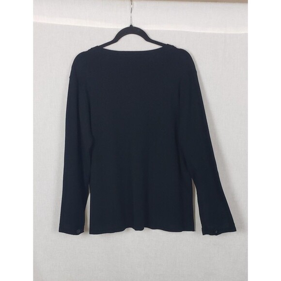 Susan Graver Style Sweater Womens 1X Black Zip Front Cardigan Pockets Knit Plus - Picture 2 of 9